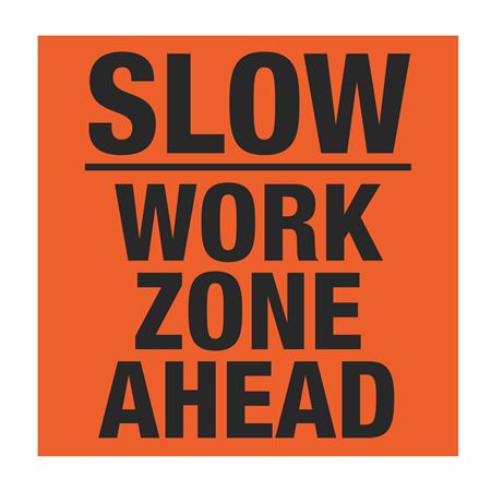 Stock Signcades Slow Work Zone Ahead 45" x 25" Orange